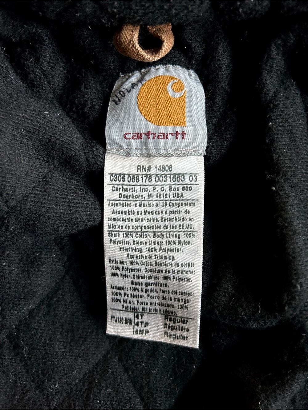 Carhartt Toddler Boys' Full-Zip Quilt-Lined Canvas Jacket, 4T - Picture 9 of 9